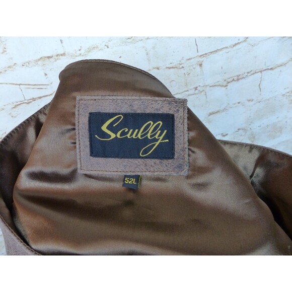 Scully Vest Men 52L Brown Distress Lambskin Leather Western Button Lined 503-60 - Picture 8 of 12